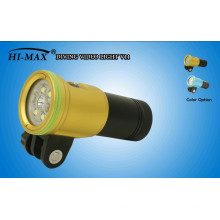 HI-MAX V11 2400 lumen Interruptor de indicador de ângulo grande de 140 graus luz de vídeo subaquática para mergulho